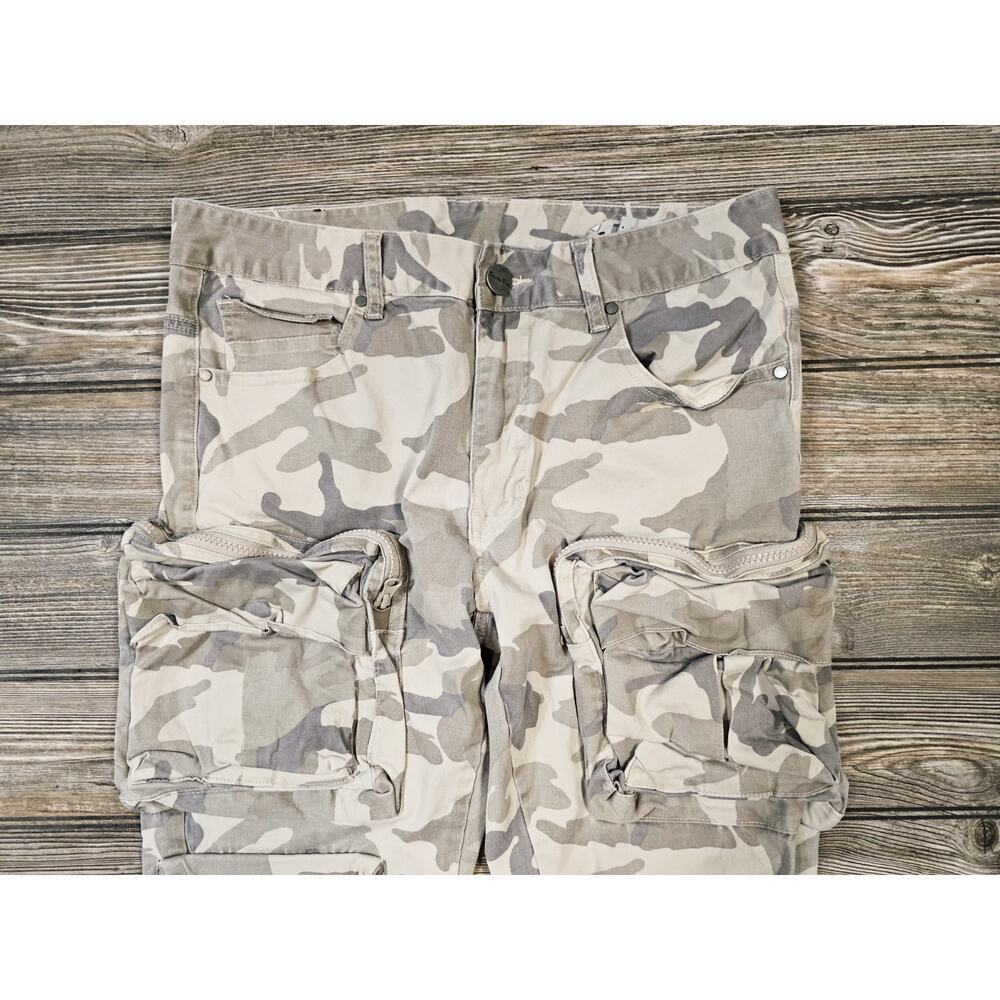 Smoke Rise Pants Mens 32x32 Tan Cream Camo Cargo Stretch Denim Jeans Skinny Fit - Picture 3 of 9